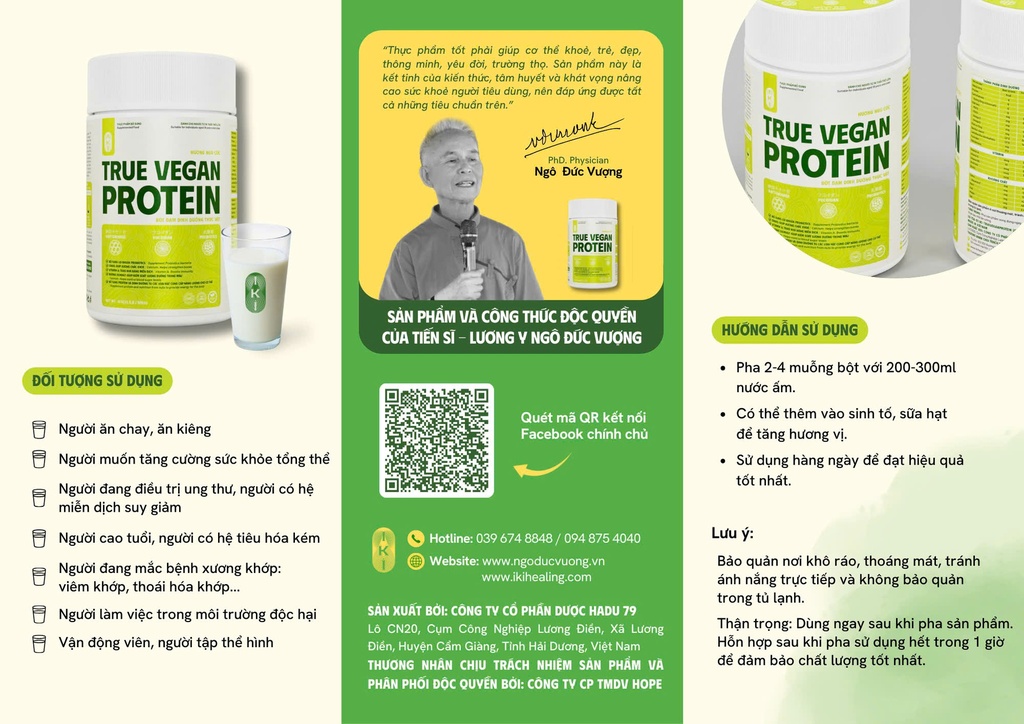 TRUE VEGAN PROTEIN Bột Protein thực vật 500g