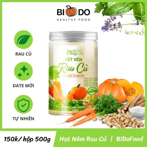 Hạt Nêm Rau Củ Cho Bé Ăn Dặm 500gram Thuần Chay - Bí Đỏ Food - Bột Nêm Chay Ngưu Bàng